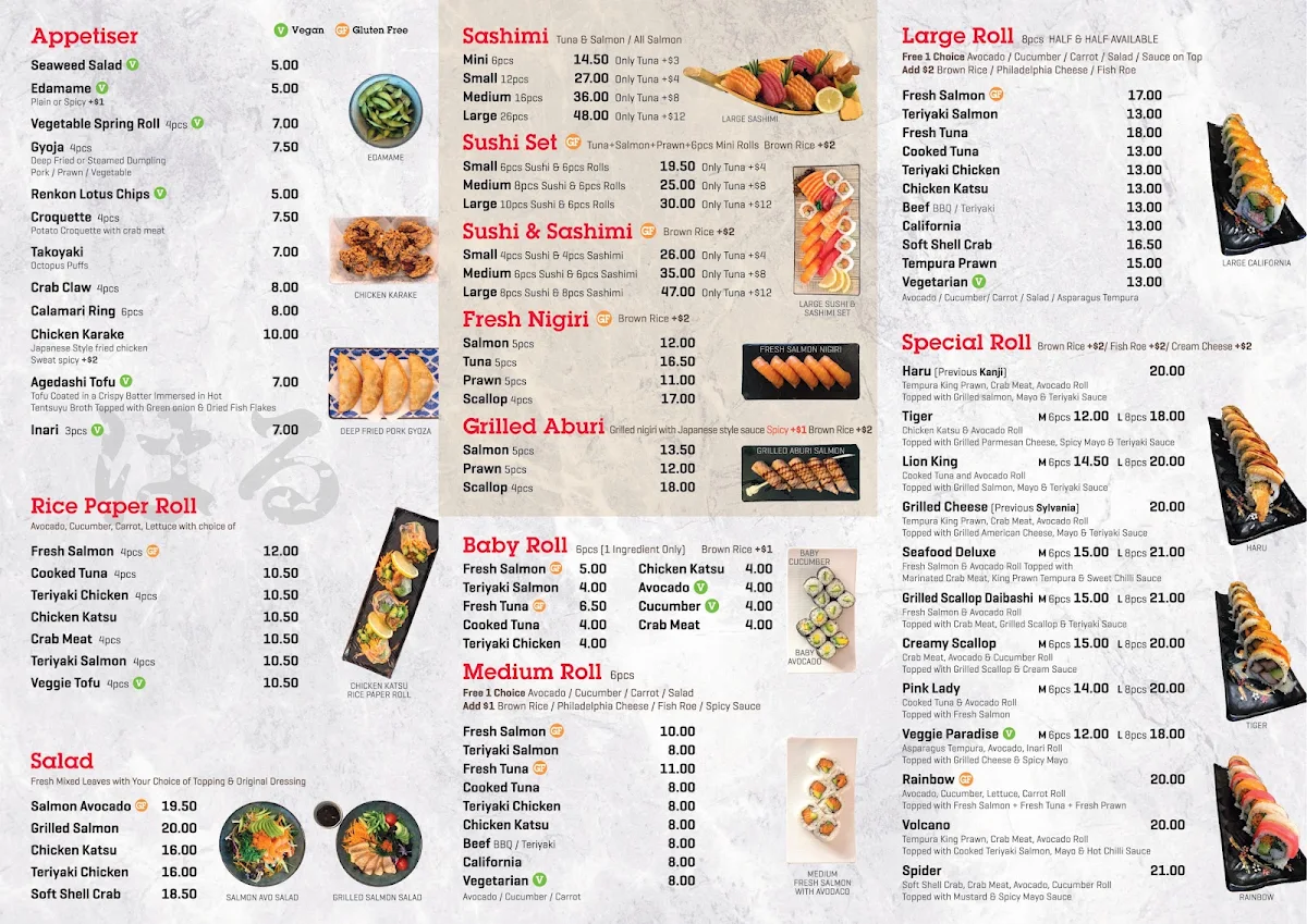 Menu, Haru Fresh Sushi Gymea
