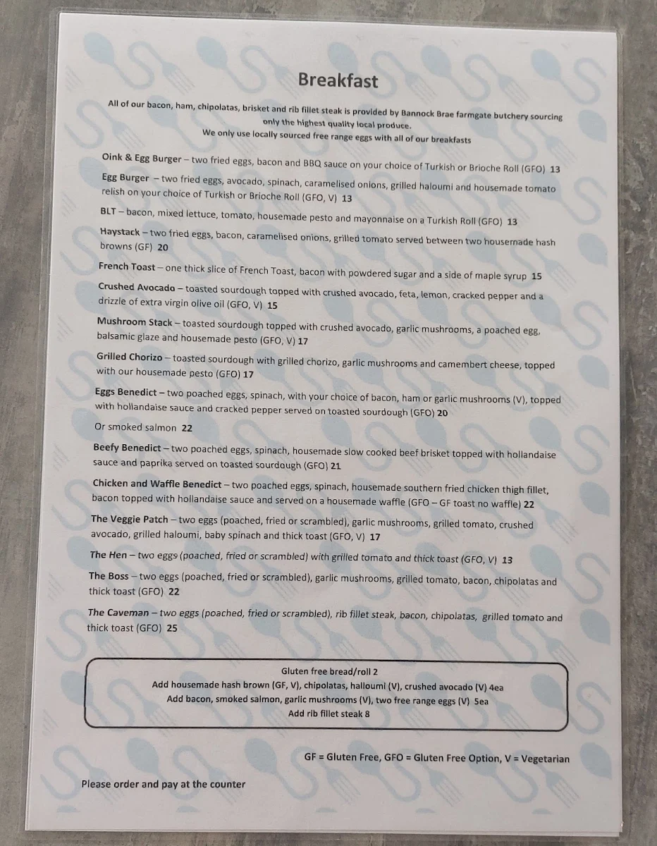 Menu, Savour This Eatery