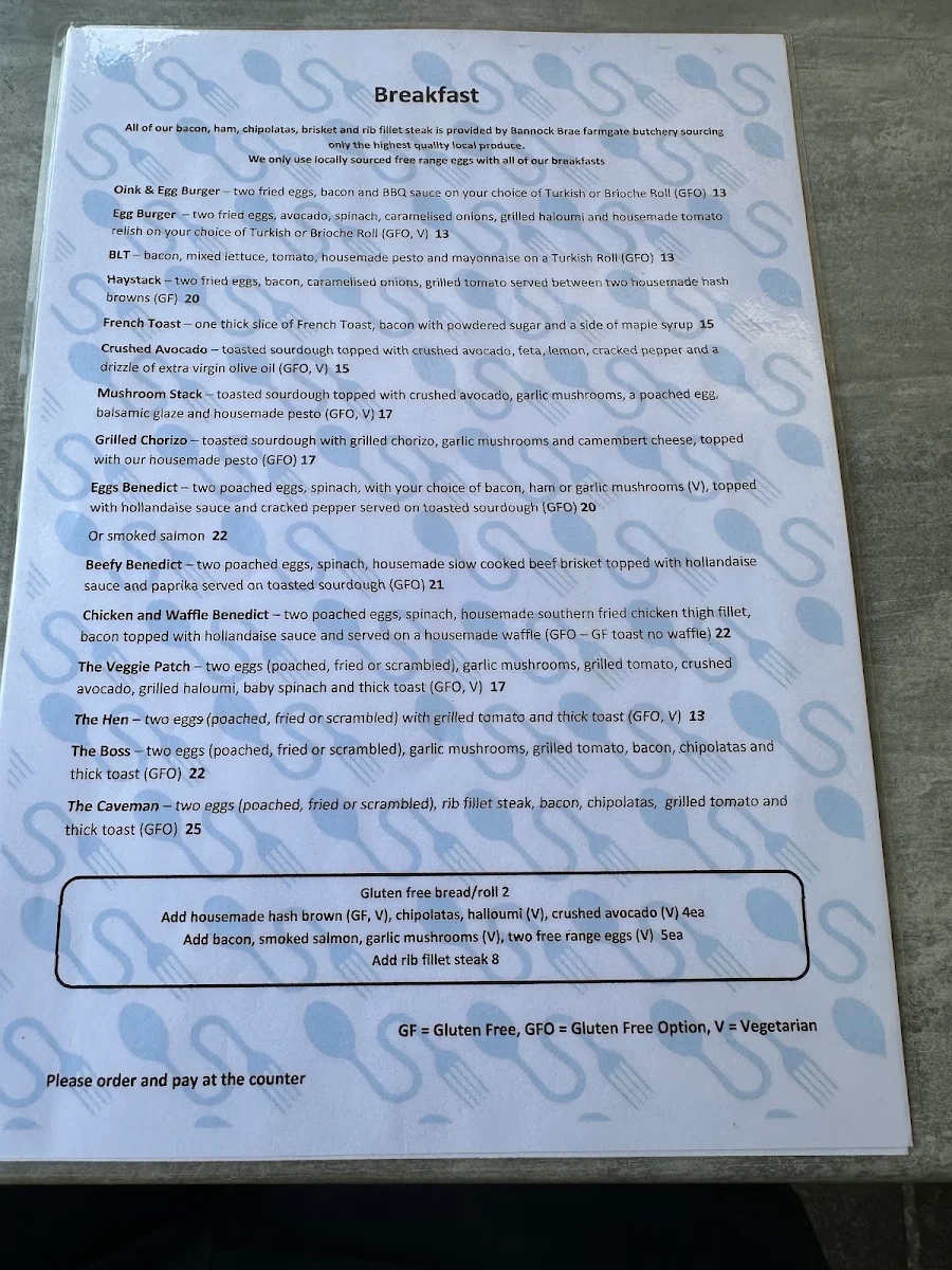 Menu, Savour This Eatery