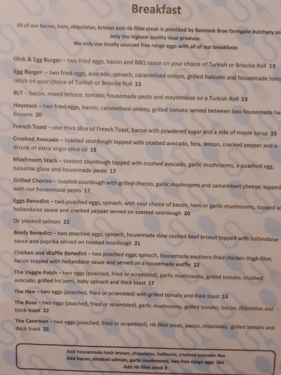 Menu, Savour This Eatery