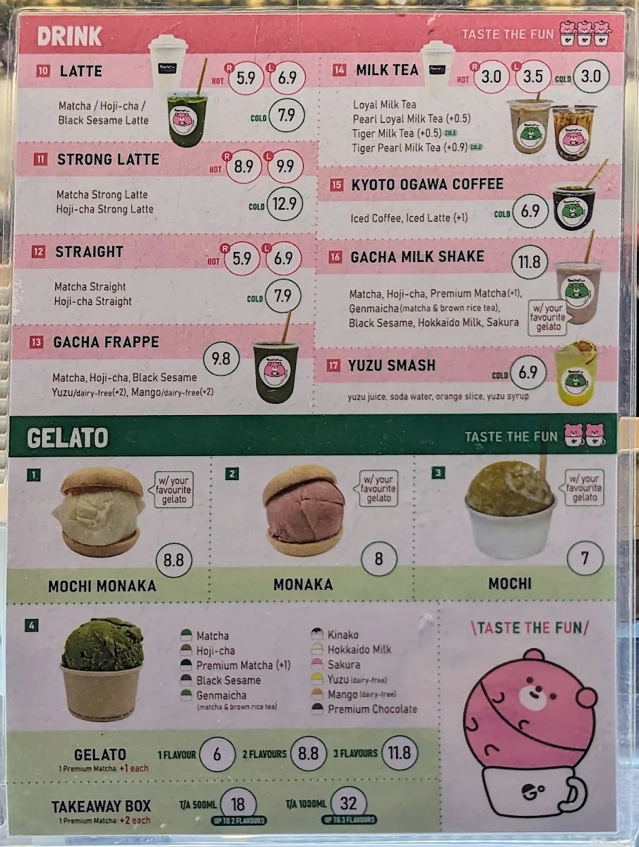 Menu, Gacha Cafe -Melbourne Central