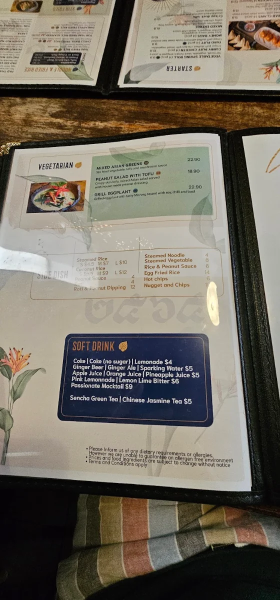 Menu, Windsor Thai