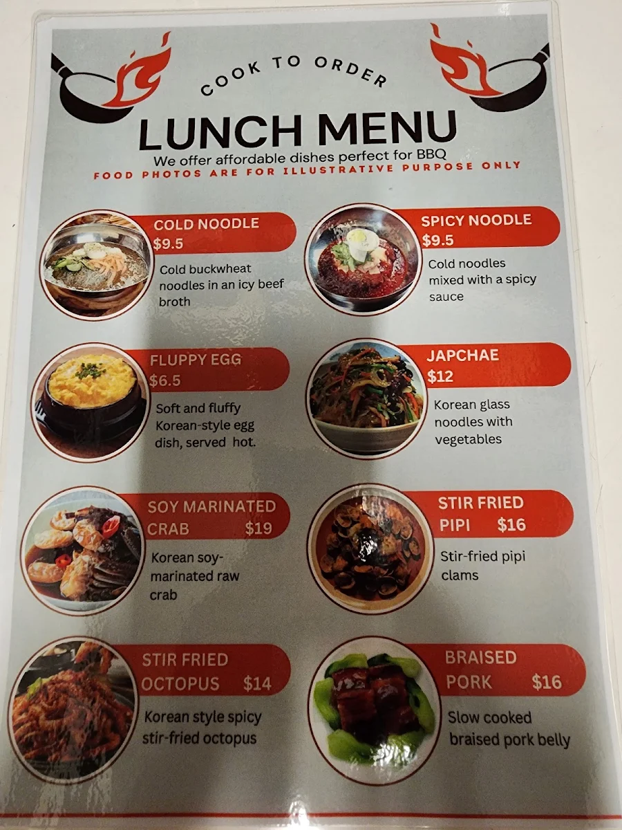 Menu, Meating Korean BBQ Nunawading