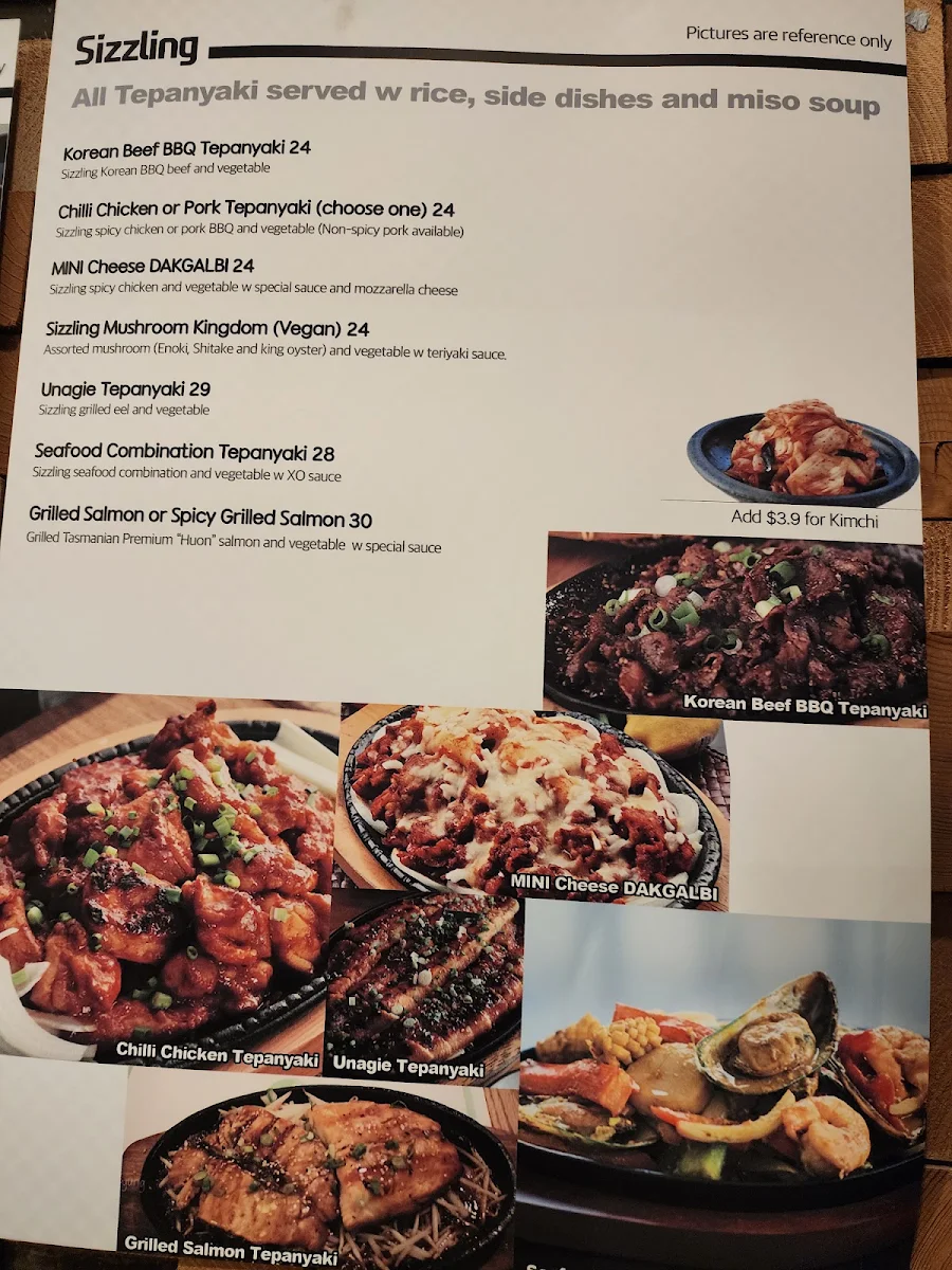 Menu, Meating Korean BBQ Nunawading