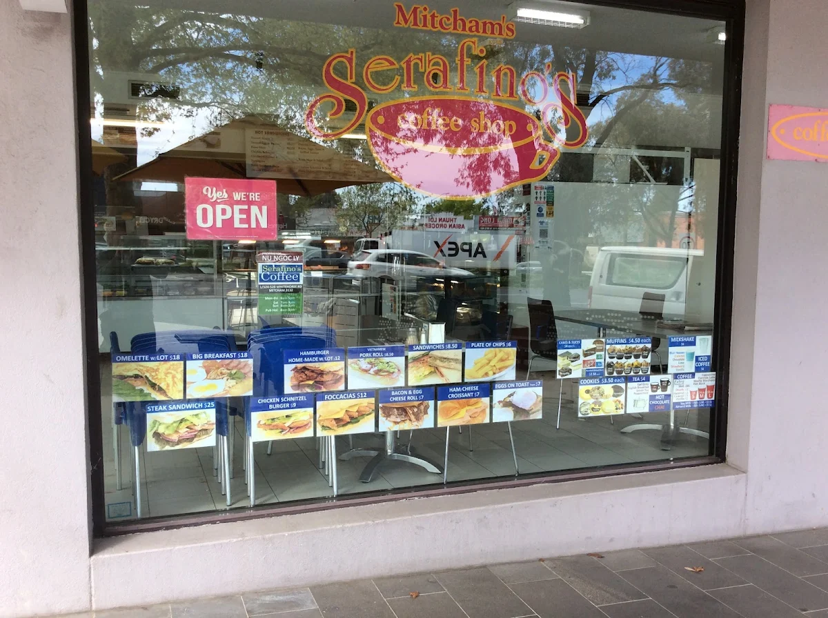 Menu, Mitcham's Serafino's Coffee Lounge