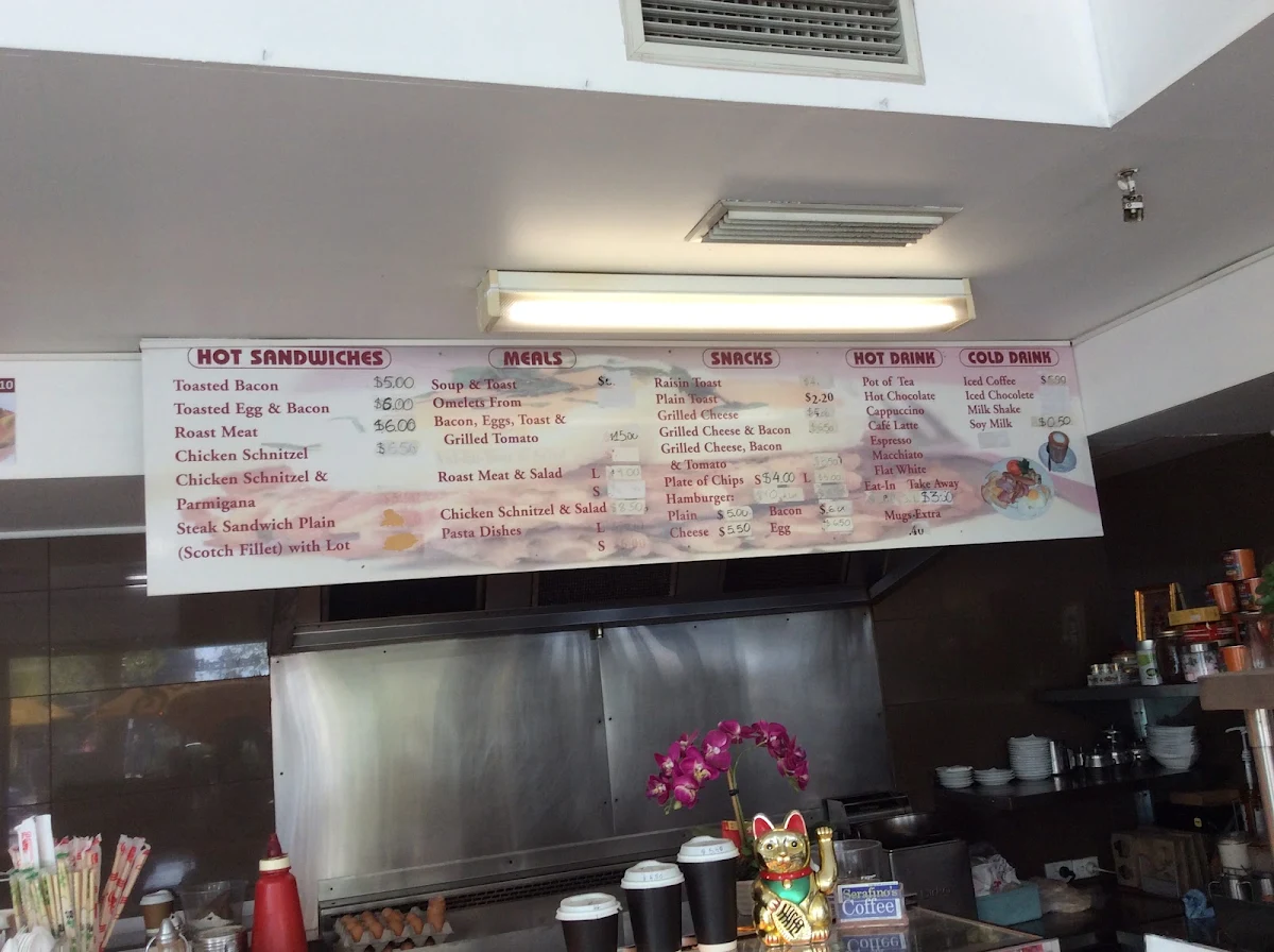 Menu, Mitcham's Serafino's Coffee Lounge