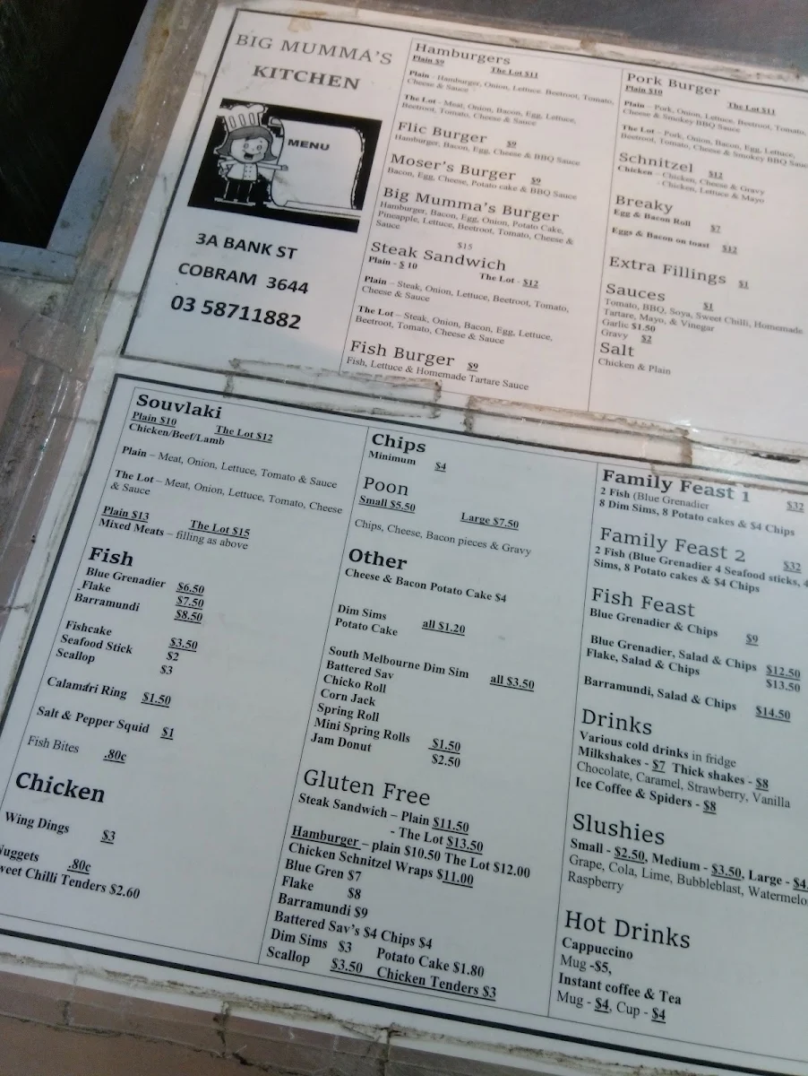 Menu, Big Mumma's Kitchen