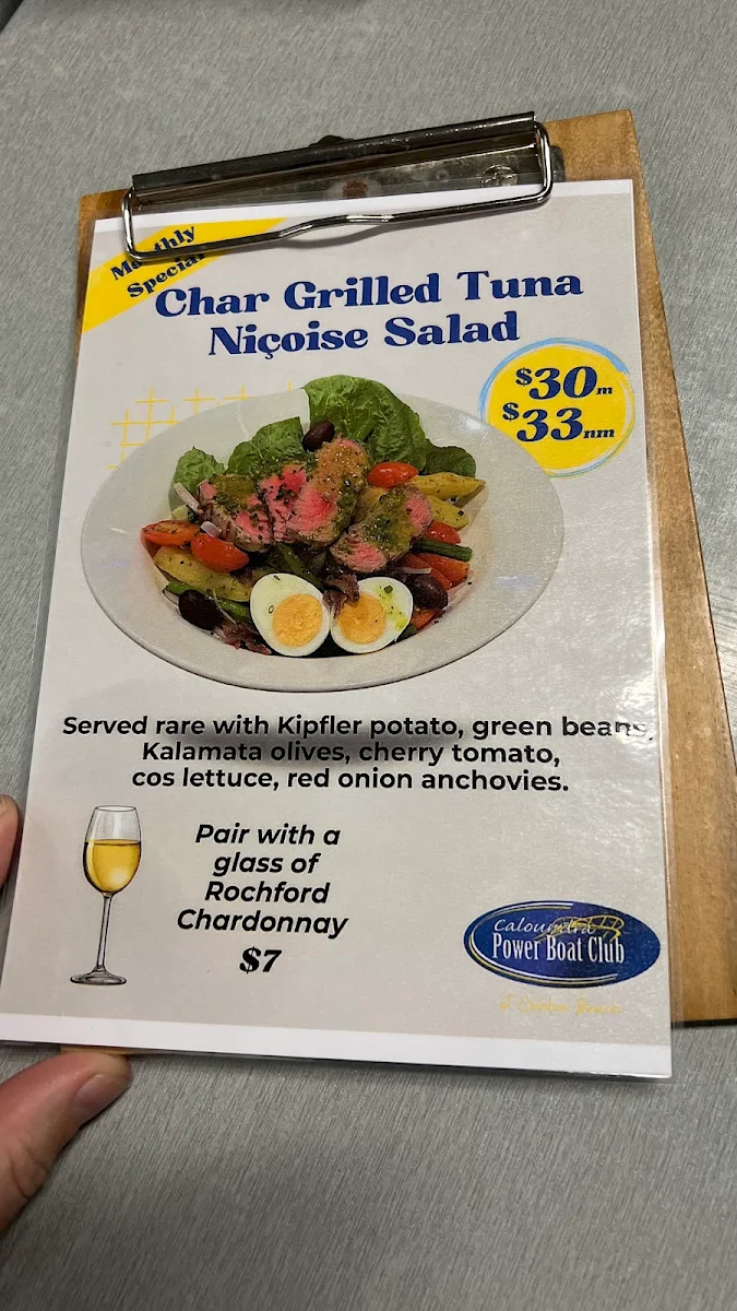 Menu, Caloundra Power Boat Club
