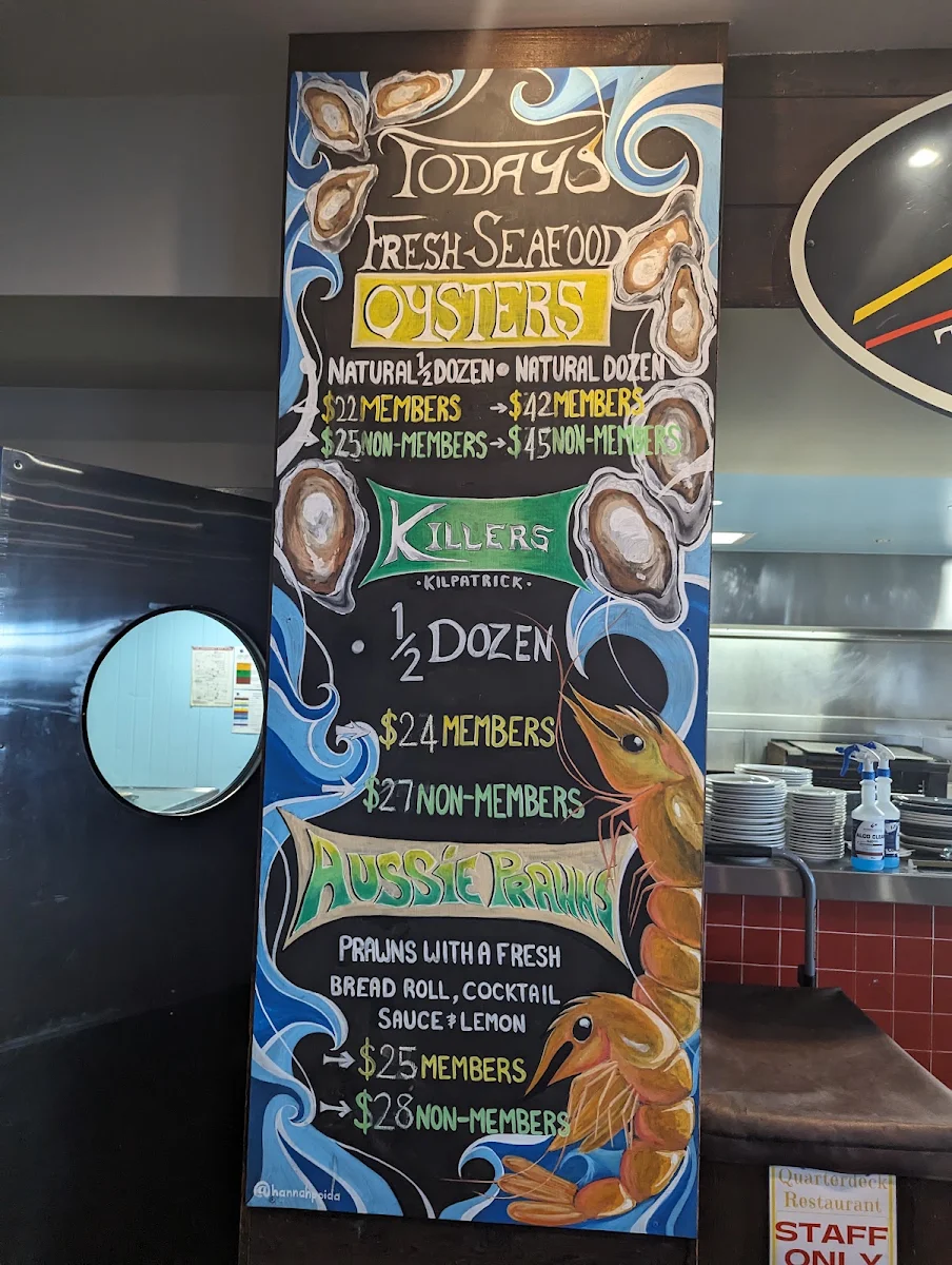 Menu, Caloundra Power Boat Club