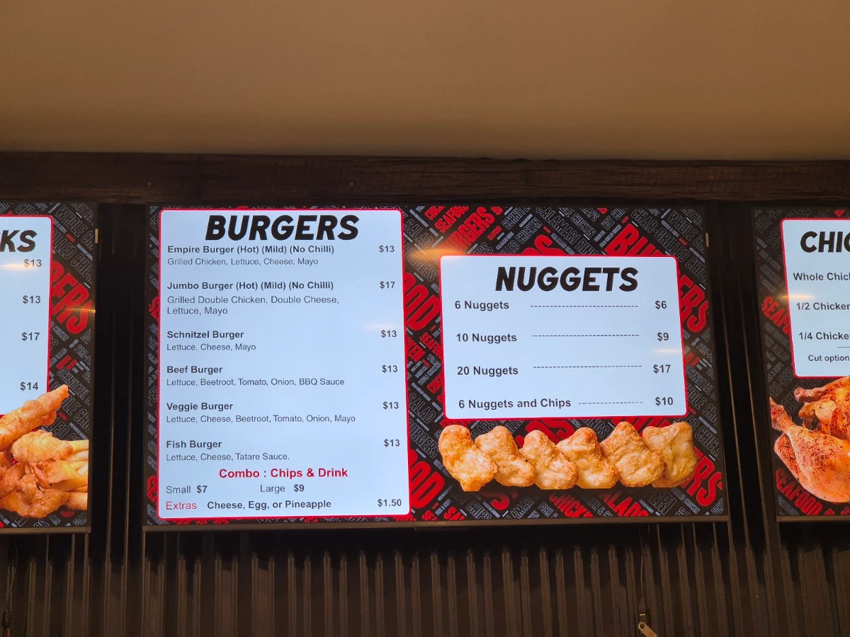 Menu, Chicken Empire