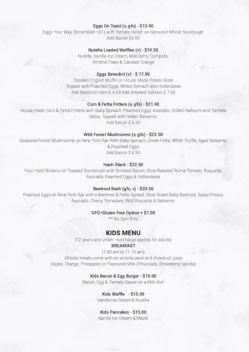 Menu, The Galley