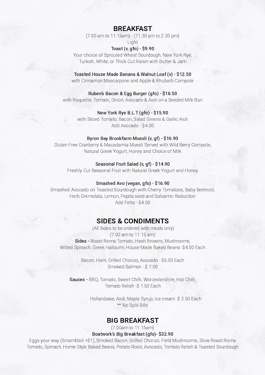Menu, The Galley