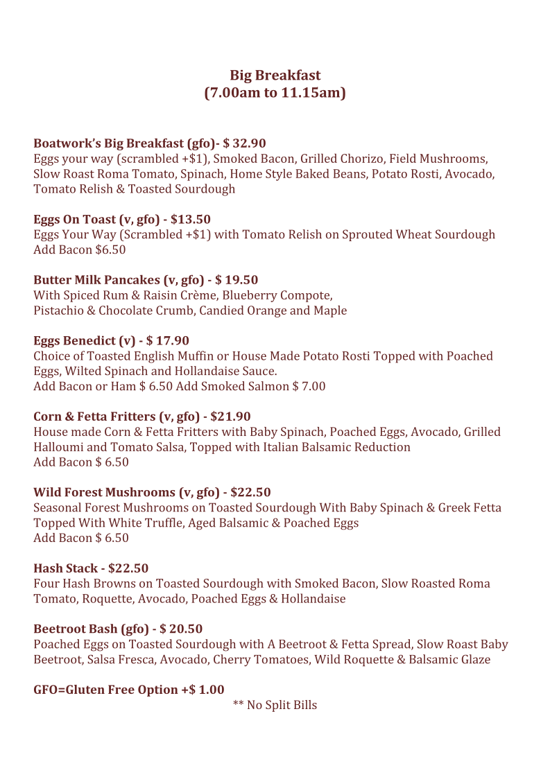 Menu, The Galley