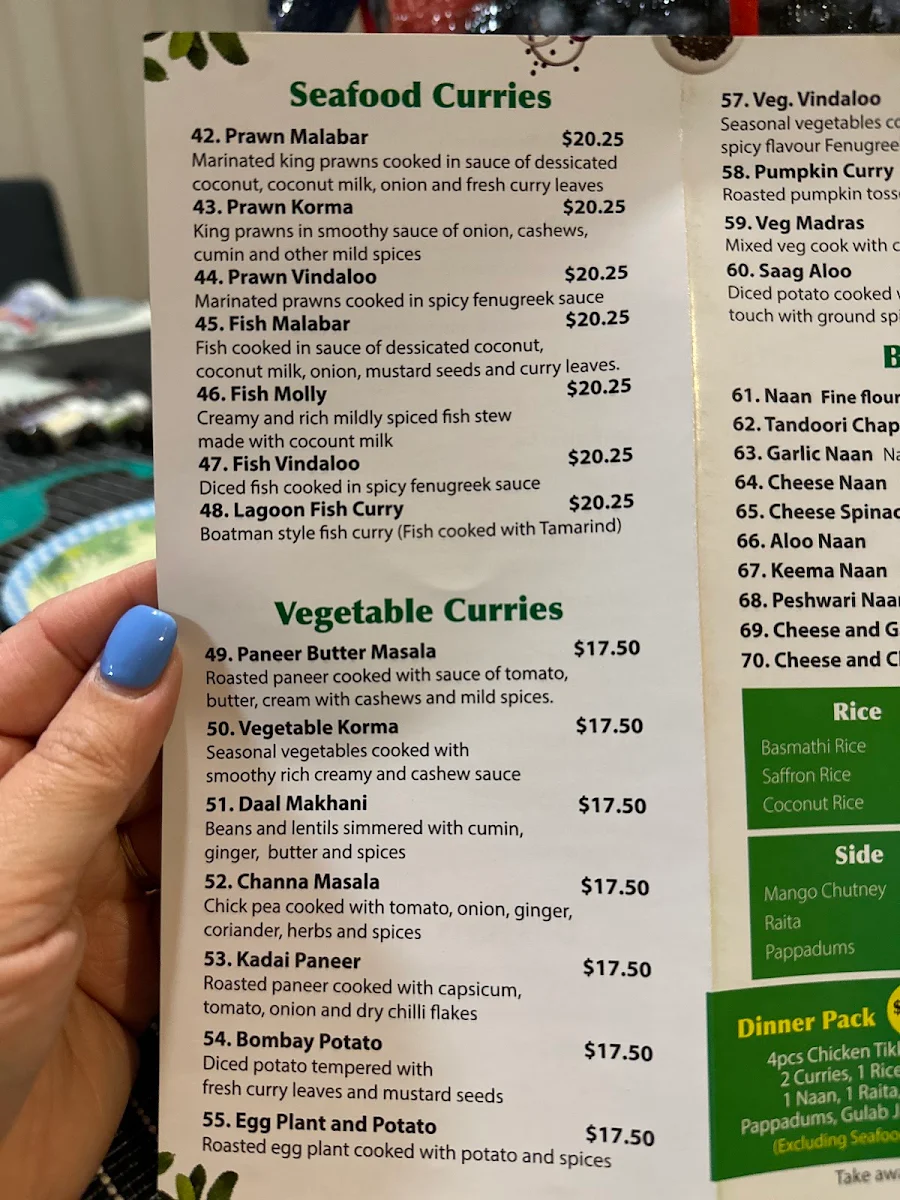 Menu, Masala Twist