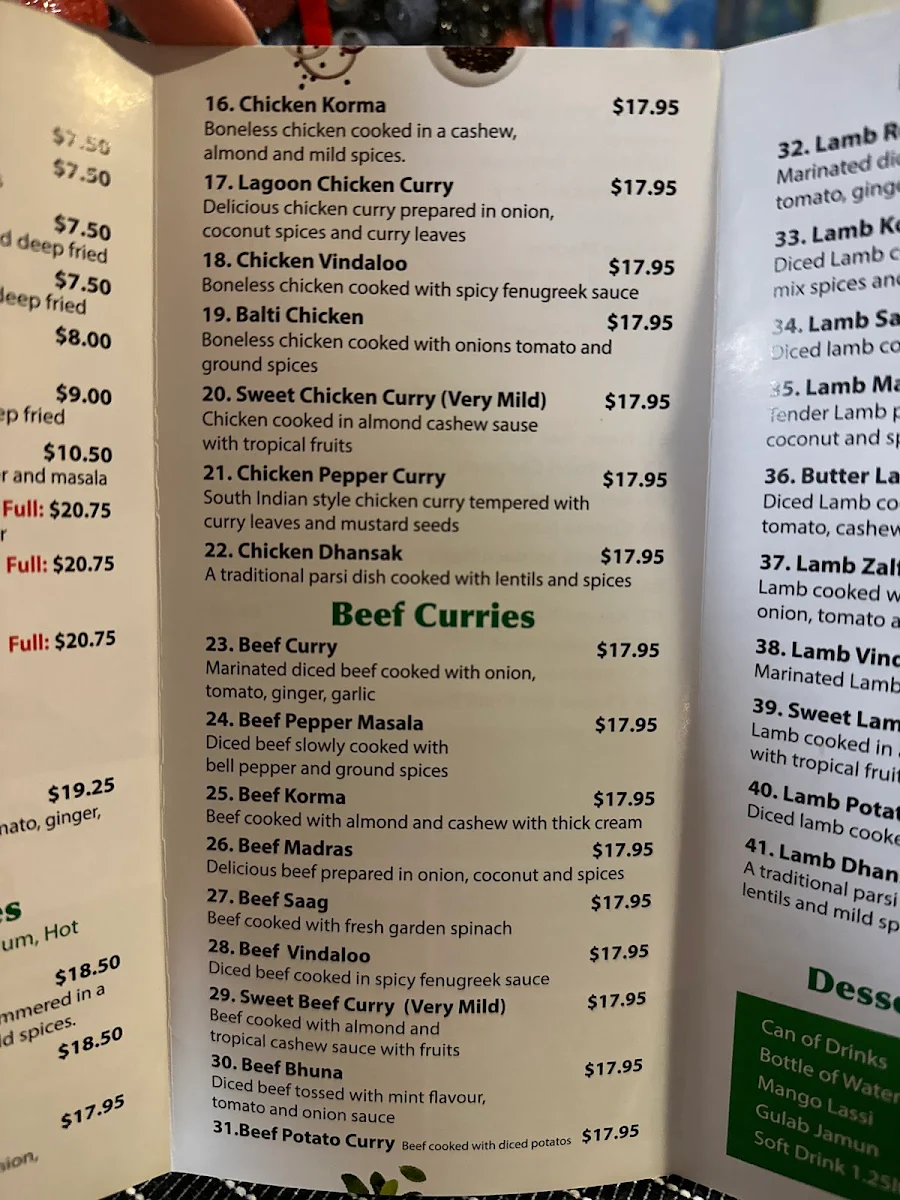 Menu, Masala Twist