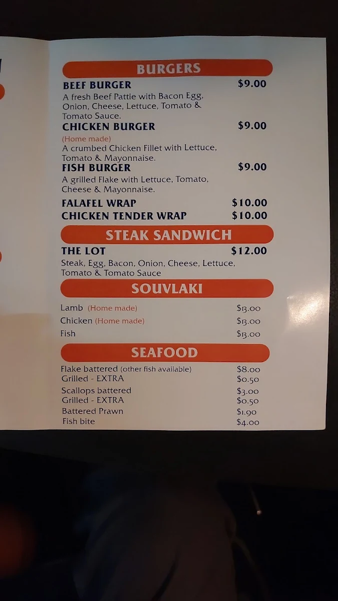 Menu, Tooradin Original Fish & Chip Shop