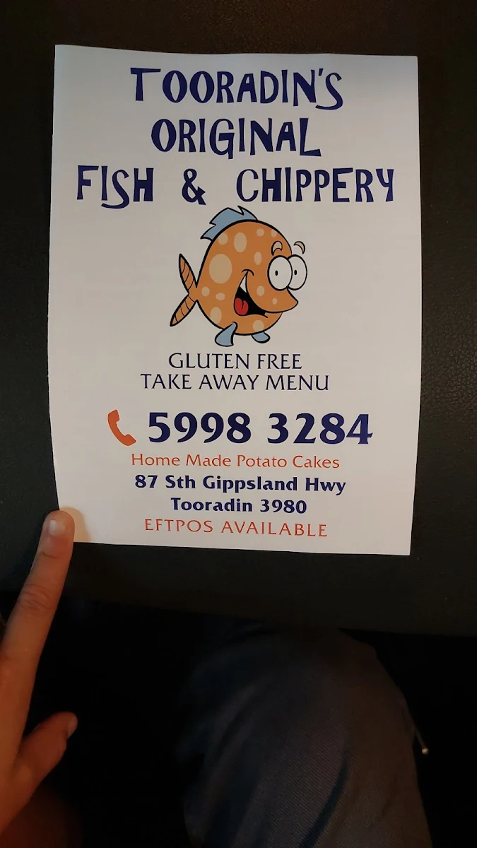 Menu, Tooradin Original Fish & Chip Shop