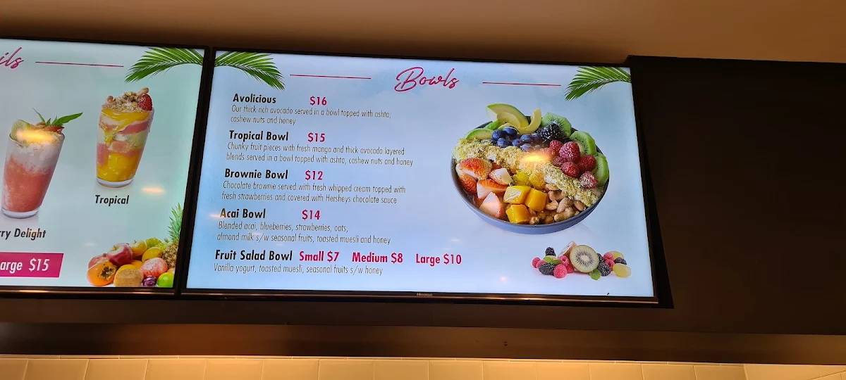 Menu, Cocktails & CO - Fruit Cocktails, Mocktails, Organic Acai Bowl & Smoothies, Fresh Juices
