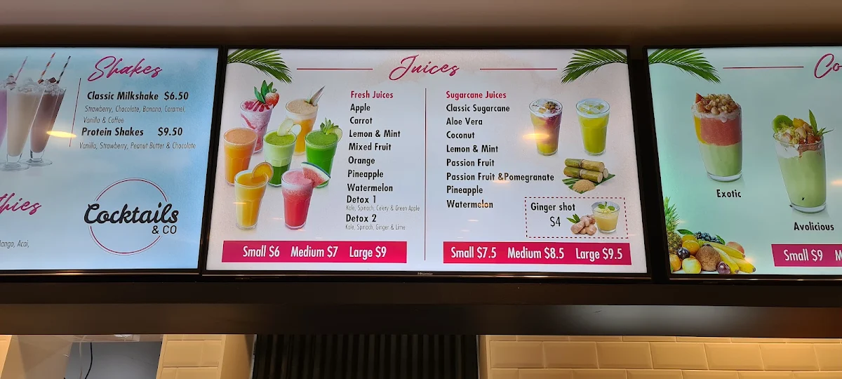 Menu, Cocktails & CO - Fruit Cocktails, Mocktails, Organic Acai Bowl & Smoothies, Fresh Juices