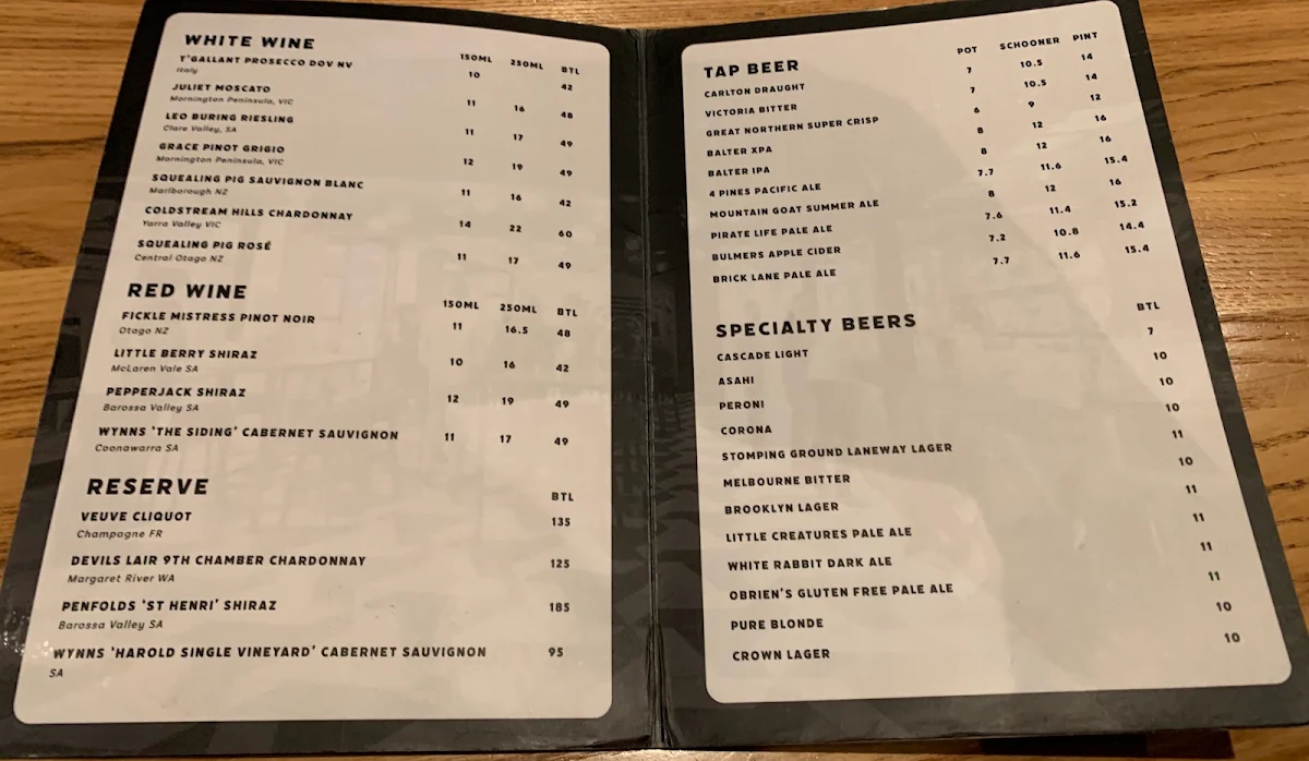 Menu, Richmond Social