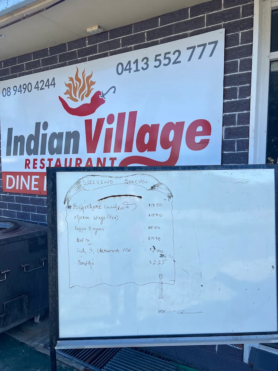 Menu, Indian Village Restaurant