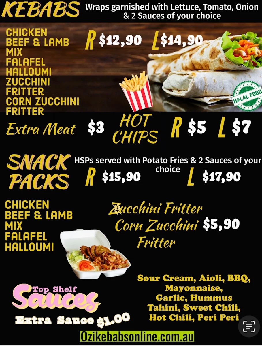 Menu, OZİ PIZZA&KEBAB