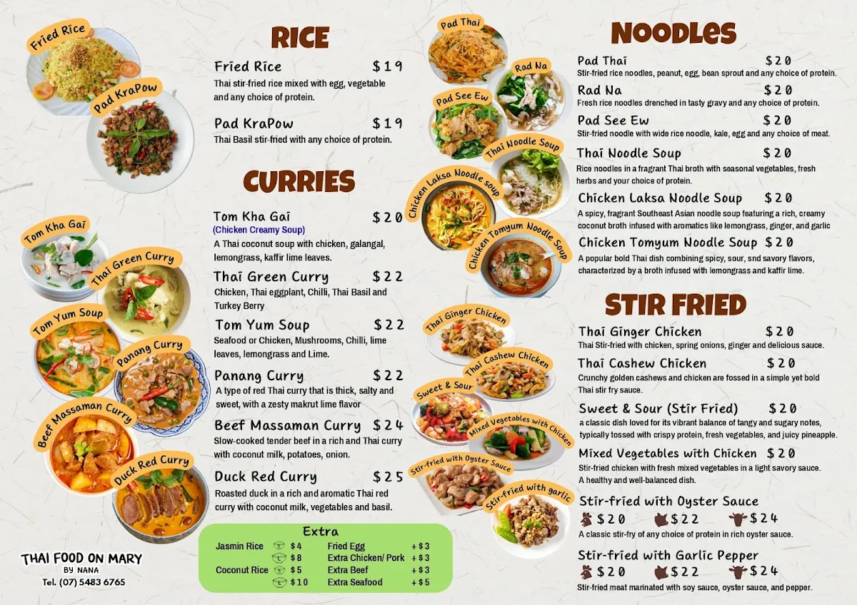 Menu, Thai Food on Mary by Nana