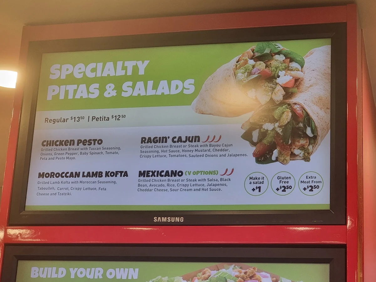 Menu, Pita Pit Adelaide St