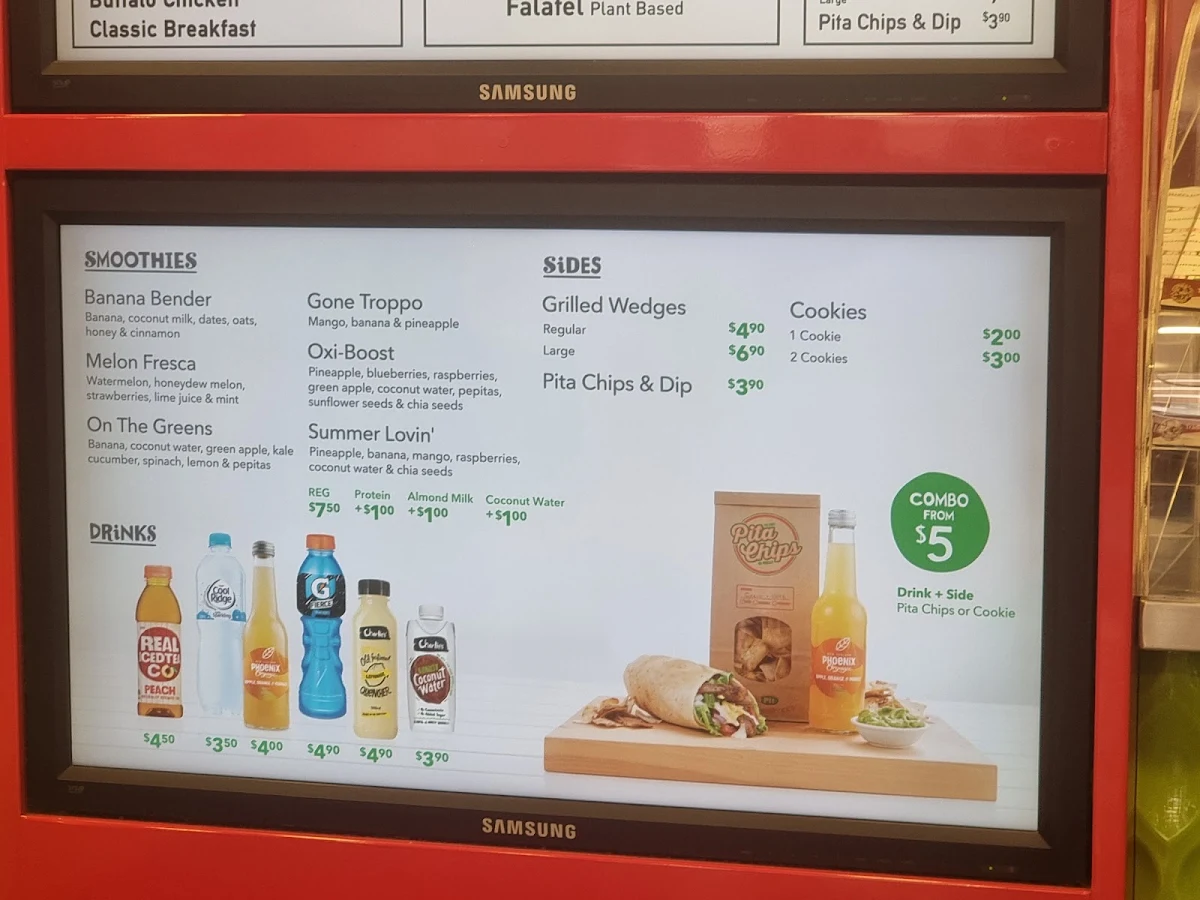 Menu, Pita Pit Adelaide St