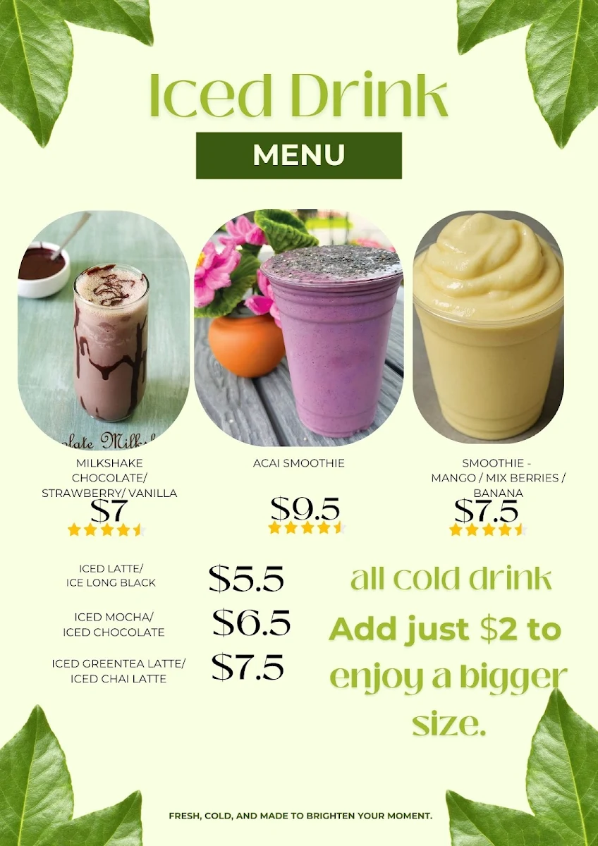 Menu, Pinks Lotus Cafe