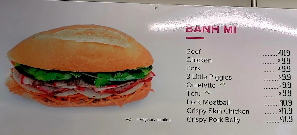 Menu, Mrs Luu's Milton