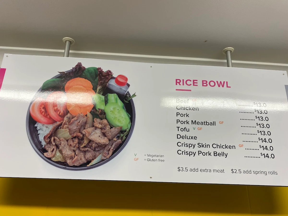 Menu, Mrs Luu's Milton