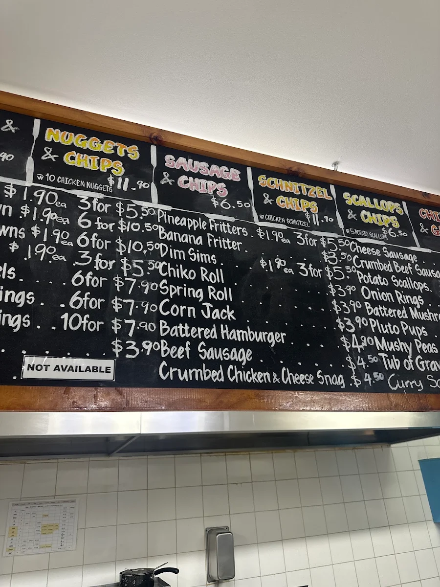 Menu, Ferraro's Fish & Chips