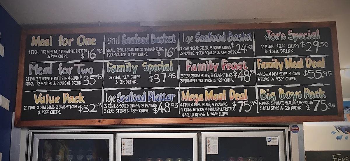 Menu, Ferraro's Fish & Chips