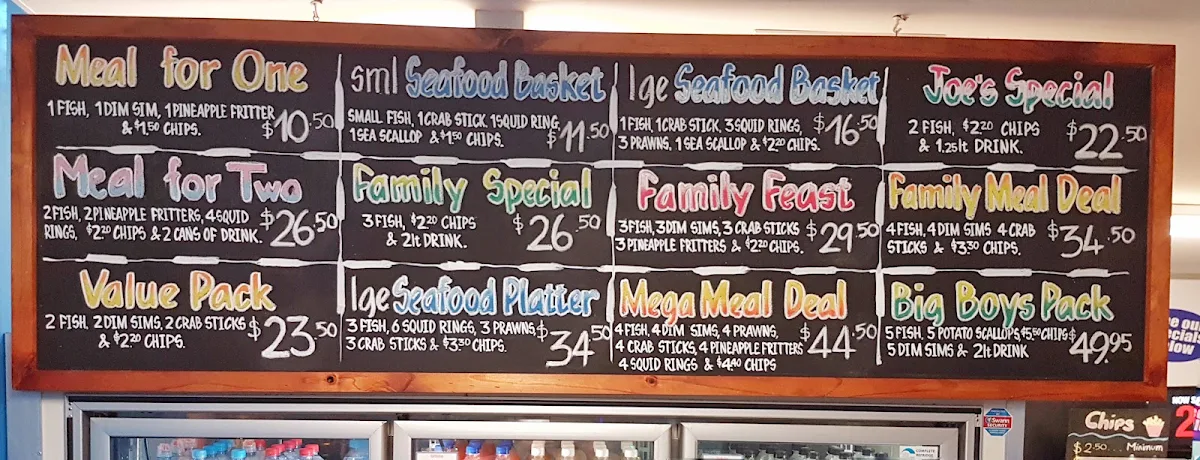 Menu, Ferraro's Fish & Chips