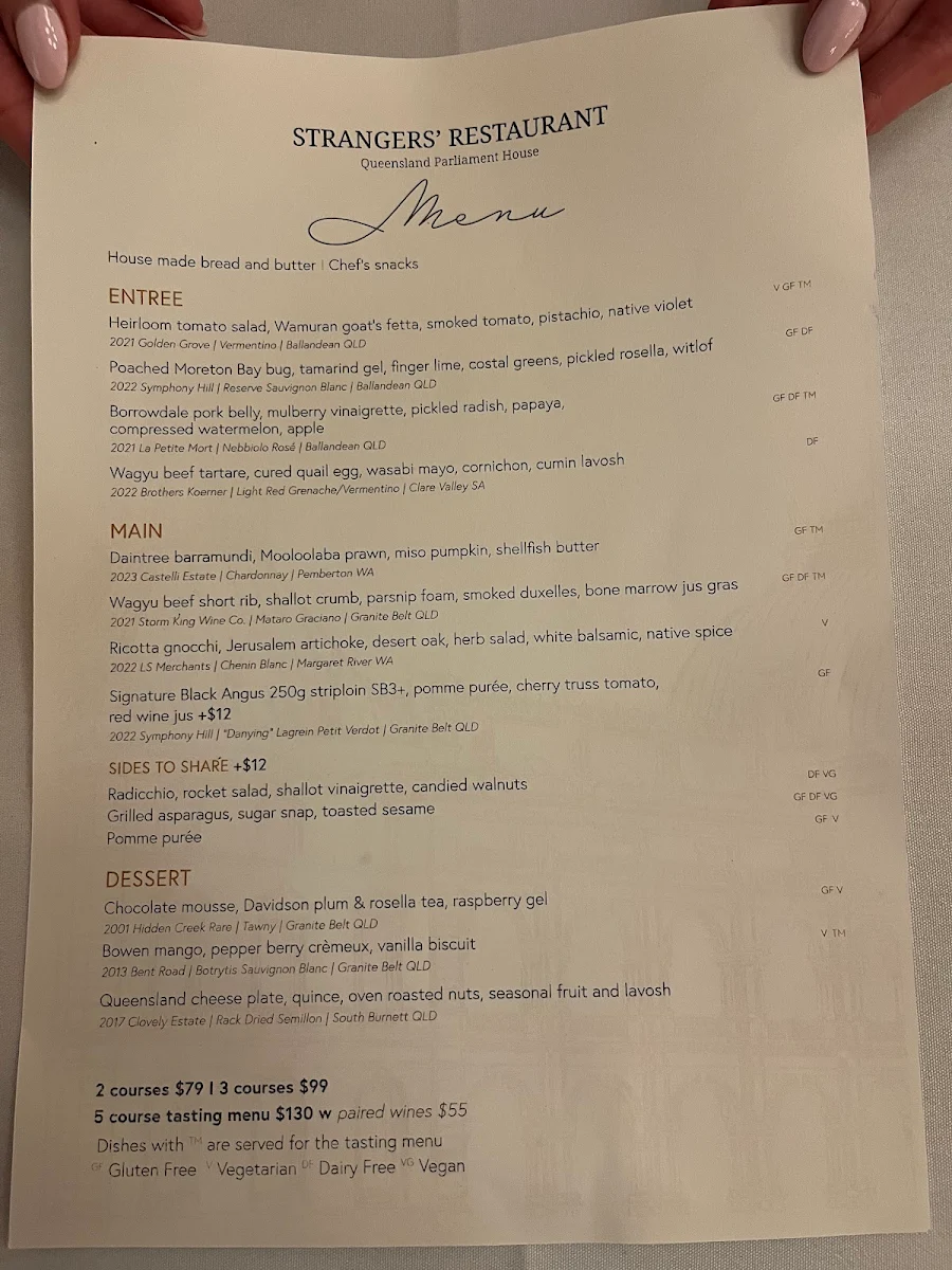 Menu, Strangers' Restaurant