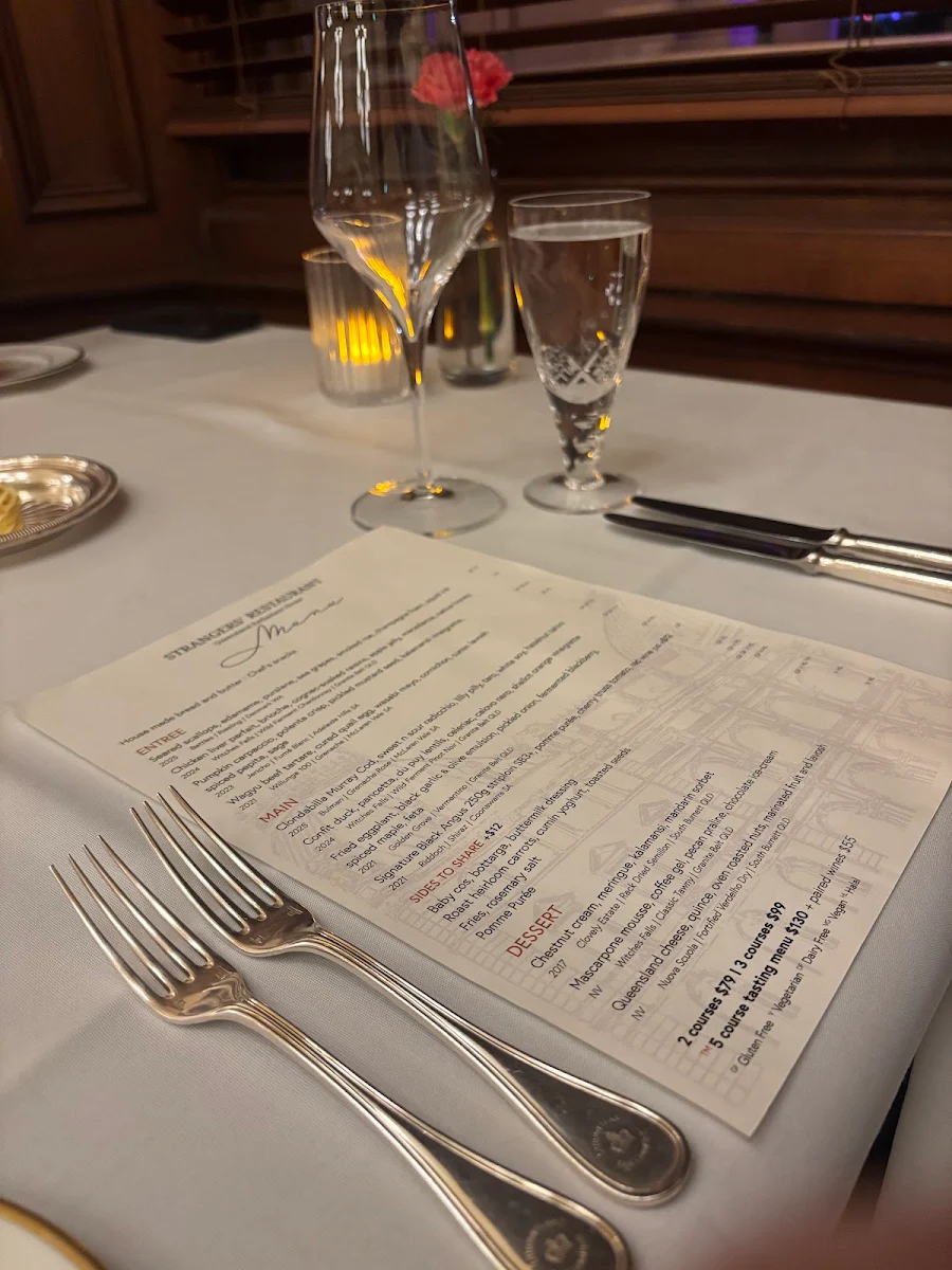 Menu, Strangers' Restaurant