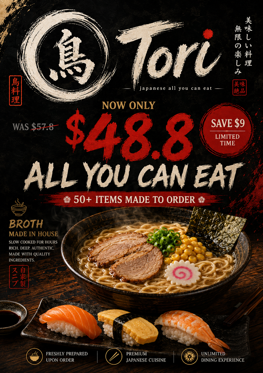 Menu, Tori All You Can Eat