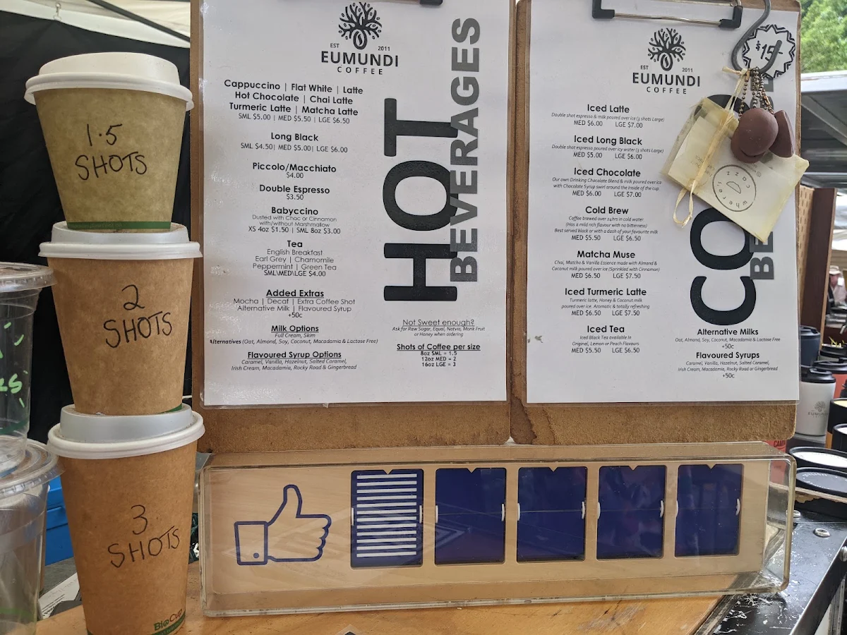 Menu, Eumundi Coffee