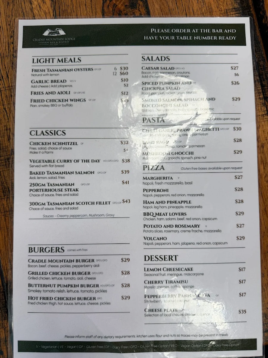 Menu, Bar