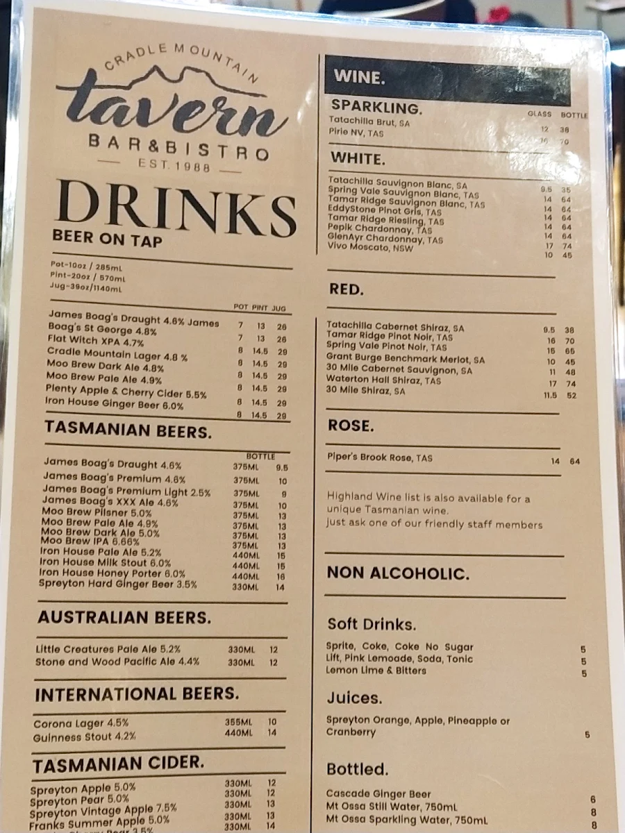 Menu, Bar
