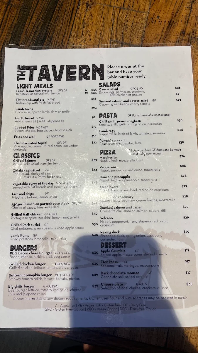 Menu, Bar