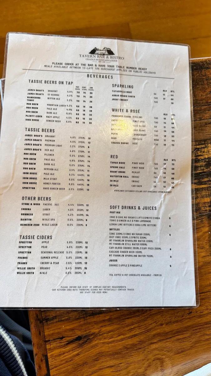 Menu, Bar