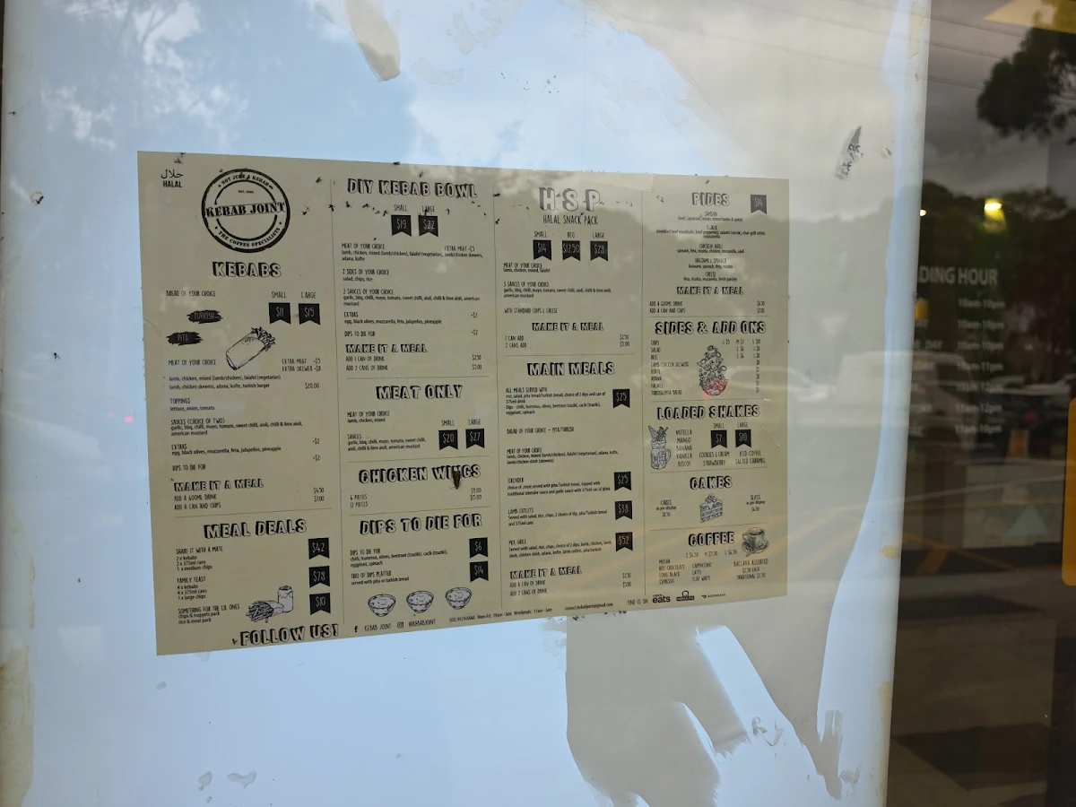Menu, Kebab Joint