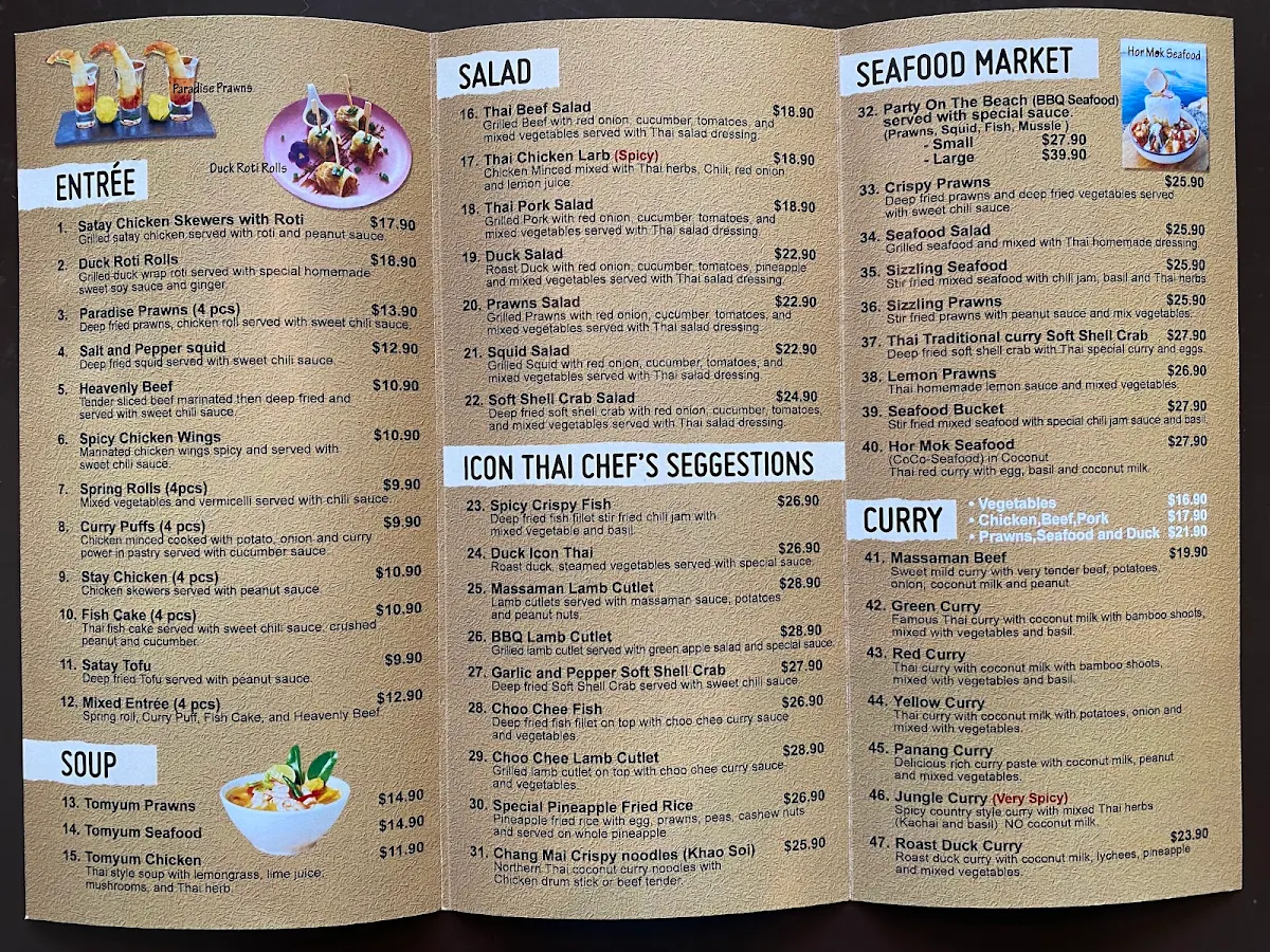 Menu, The Icon Thai Restaurant