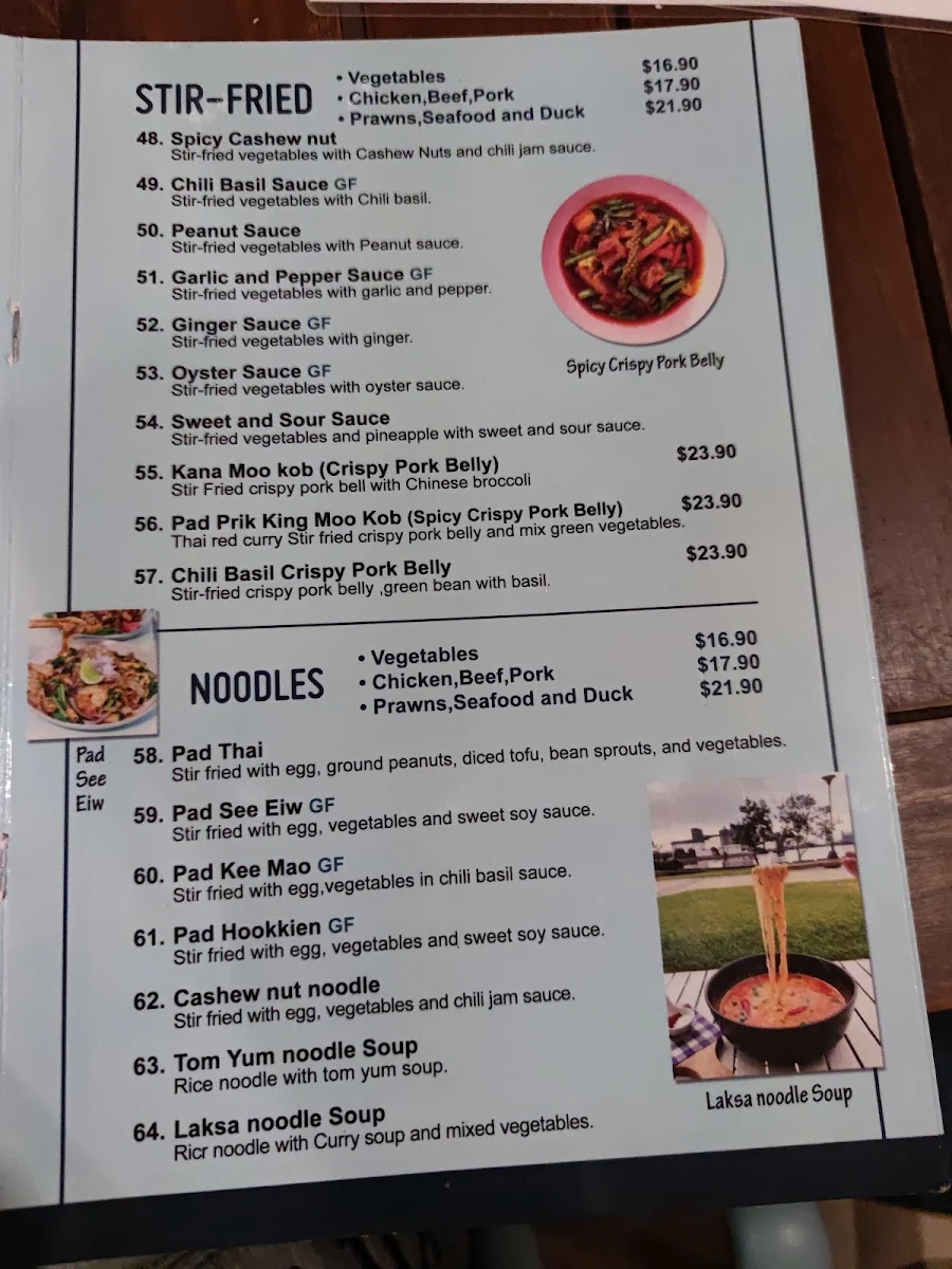 Menu, The Icon Thai Restaurant