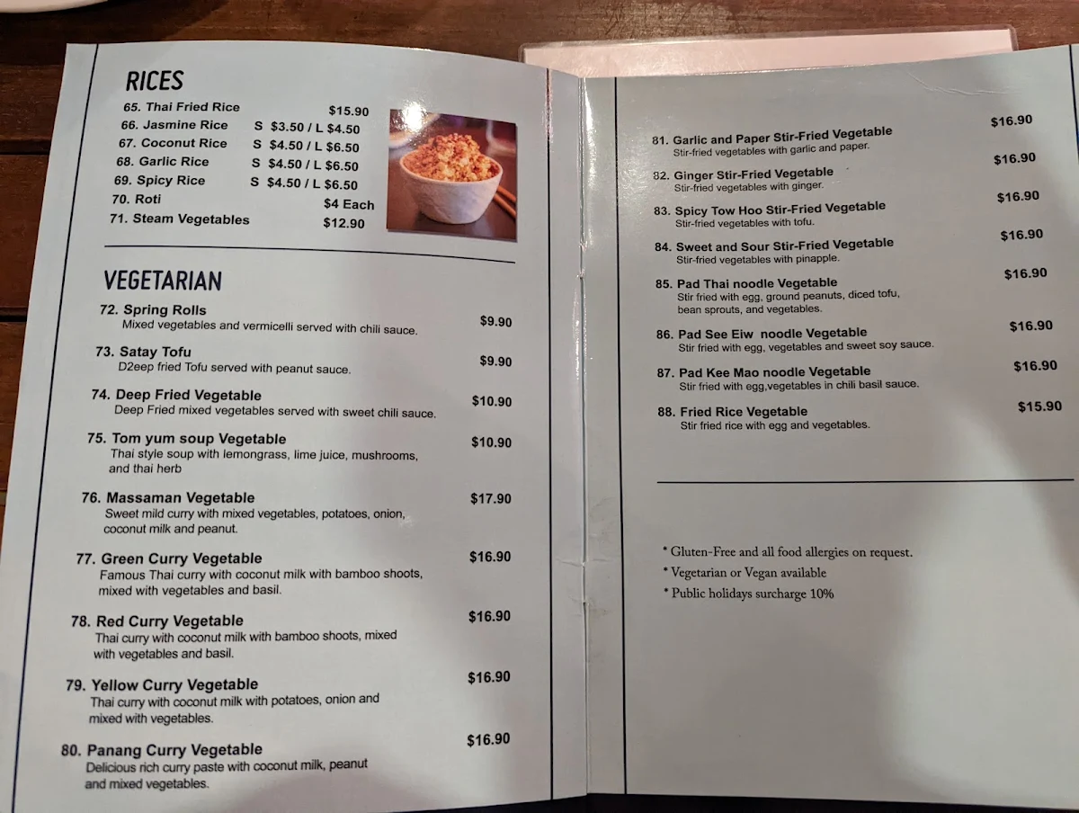 Menu, The Icon Thai Restaurant