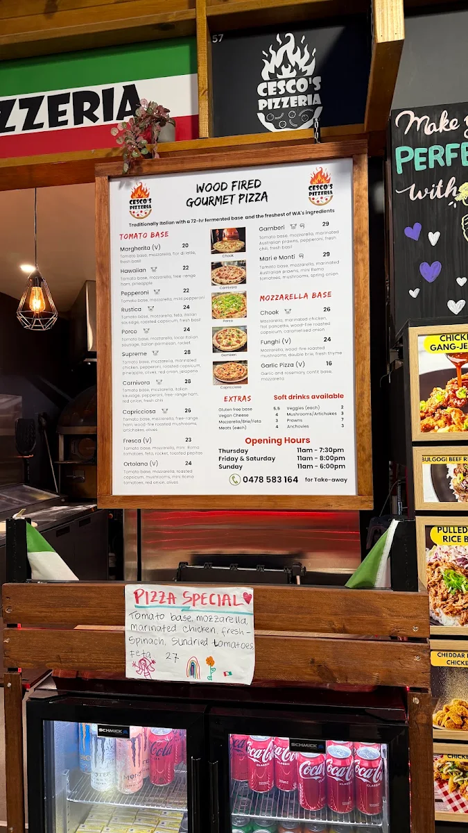 Menu, Cesco's Pizzeria