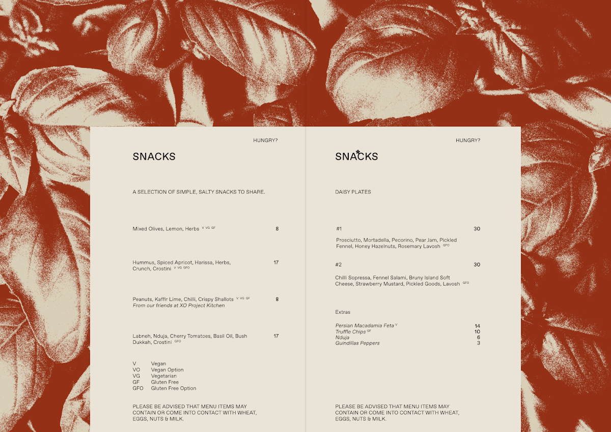 Menu, Daisy
