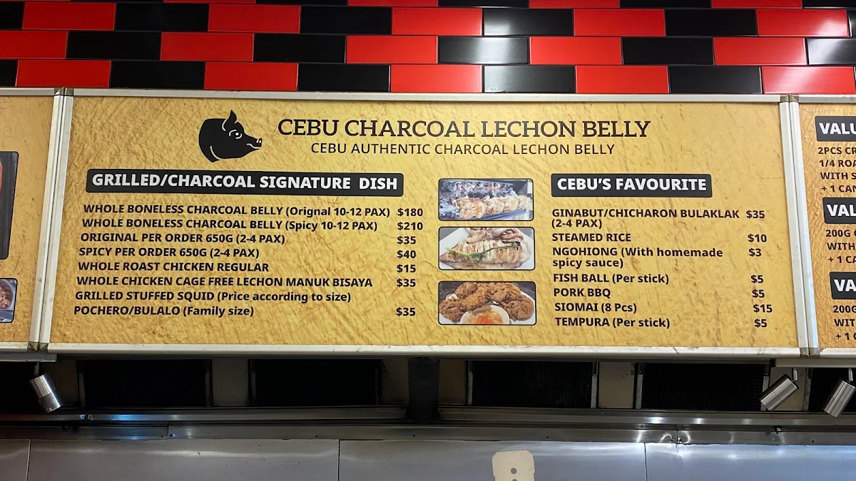 Menu, Cebu Charcoal Lechon Belly Main Branch Sunshine North Victoria